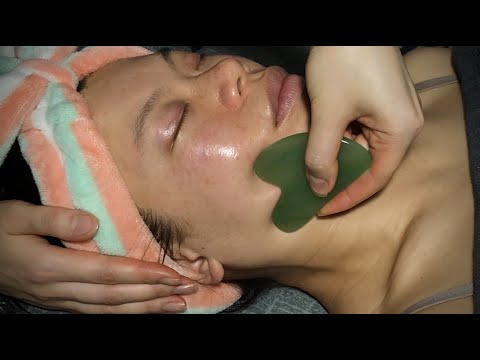 ASMR Gua Sha Facial Massage + Skin Care Routine for Dehydrated Skin (LO-FI WHISPERS, WHITE NOISE)