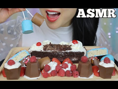 ASMR CHOCOLATE CAKE TREATS + FRUITS WHIP CREAM (EATING SOUNDS) NO TALKING | SAS-ASMR