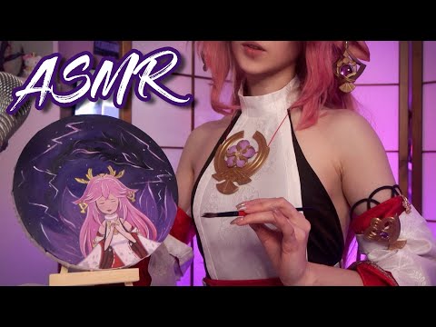 ASMR Yae Miko is drawing for you on canvas 🥰 relaxing cozy video