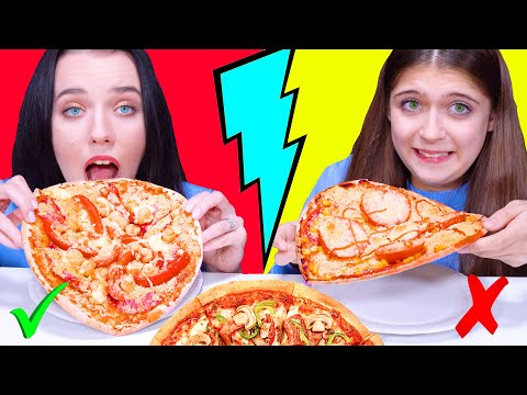 TWIN TELEPATHY PIZZA CHALLENGE by LiLiBu EATING SOUND