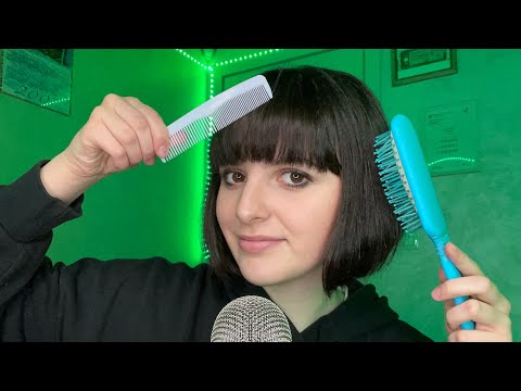 ASMR Brushing & Playing with My Hair💇‍♀️🪮 (real person + mic scratching)