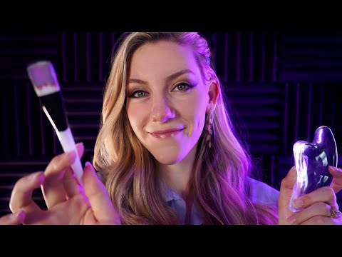 💜 Close Face Pamper and Personal Attention ASMR For Sleep 💜 W/rain bg sounds