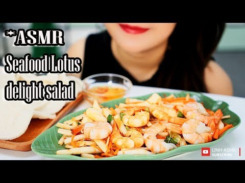 ASMR eating Seafood Lotus delight salad,Mukbang | LINH-ASMR