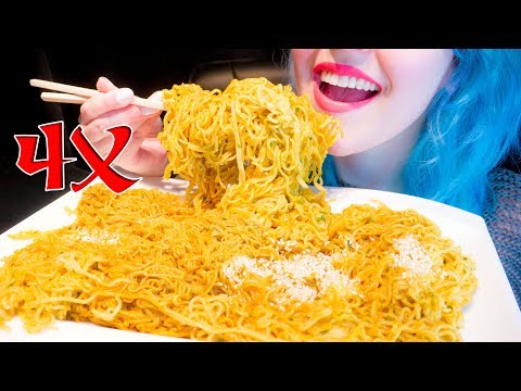 ASMR: 4x Hot Thai Soba Noodles Challenge & Crunchy Pickles ~ Relaxing Eating [No Talking|V] 😻