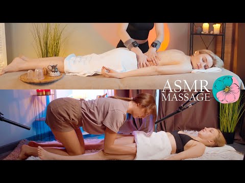 ASMR Back, Neck, Foot Massage by Olga, Adel, Anna