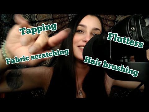 ASMR Fast Finger Flutters, Tapping, Fabric Scratching & Brushing My Hair (CV for Chris)