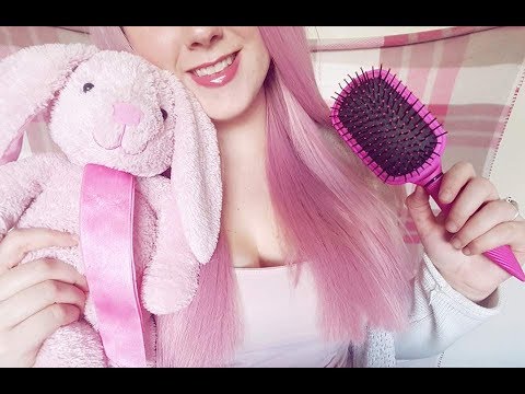 MY FIRST ASMR VIDEO! Crinkling, Brushing, Tapping, Beanie Plushie (Pink Week)
