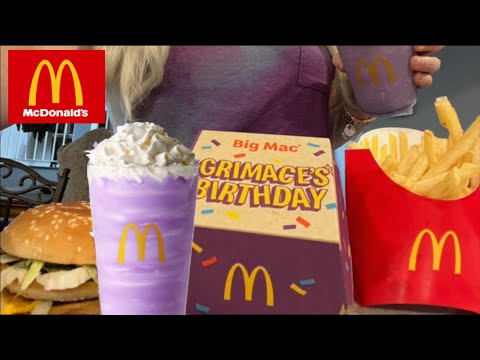 ASMR McDonald's Grimace's Birthday Meal | Chit Chat | Eat With Me Whispered
