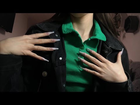 ASMR | Fabric Scratching Sounds | Jean Jacket | Long Nails | Whispered