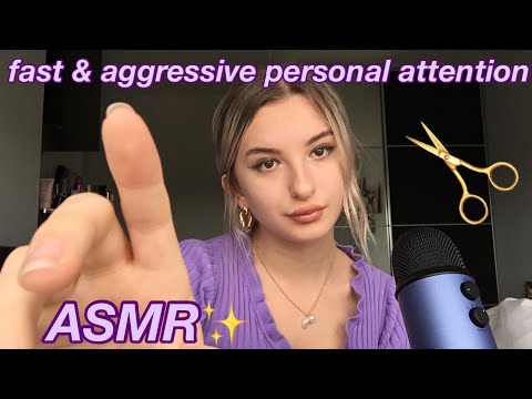 ASMR: fast & aggressive personal attention (snipping, plucking, raking etc)