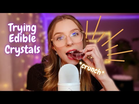 ASMR | Eating Edible Crystals 🔮 (wet & crunchy mouth sounds, tapping + scratching) *tingly*