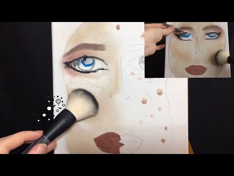ASMR Makeup Application On Canvas | Brushing, Scratching, Soft Speaking