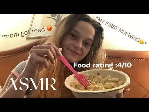 ASMR my first mukbang video !! * smacking eating sounds * + mom 💕