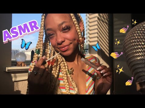ASMR | Whisper Ramble + tapping on my butterflies 🦋💅 { w/ mouth sounds } ✨