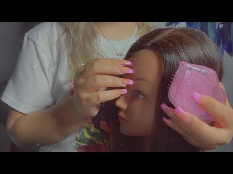 ASMR| Scalp scratching, hair playing & face tapping on mannequin head + Brushing your hair 💤