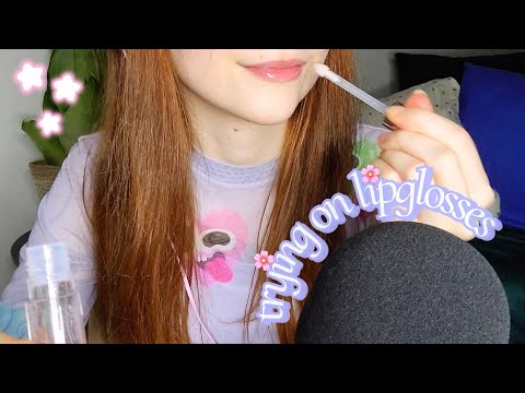 lipgloss application with whispers and mouth sounds | asmr