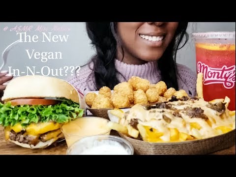 ASMR Eating: In-N-Out vegan version~Monty's Good Burger/ MUKBANG/Review