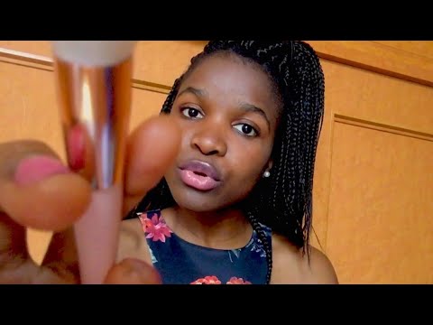 [ASMR] Interesting facts about South Africa | Face brushing, hand movements and lipgloss application