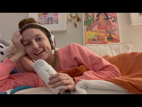 asmr from da couch (up close whispers & gum chewing)