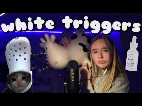 ASMR white triggers | glass tapping, shoe tapping & bubblewrap 🐩