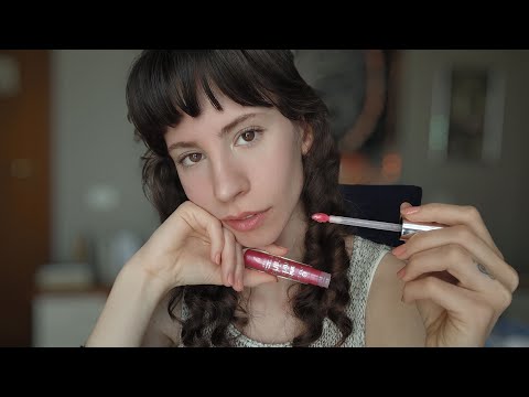 ASMR Mouth Sounds & Touching Your Face (Lipgloss Application)