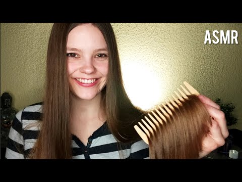ASMR Hair Combing with Wooden Comb (Close Up)