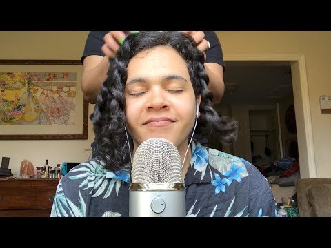 ASMR  SCALP MASSAGE + HAIR BRUSHING 💕 He Tries ASMR For The First Time