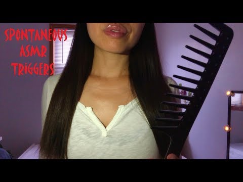 PLAYFUL Spontaneous ASMR Triggers!! (Hair Brushing, Tapping, K💋sses, Computer Sounds, Flutters)