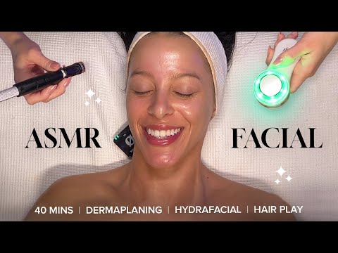 Charmiest Super Model ASMR Facial ✨| Scalp Massage, Dermaplaning, Hydrafacial, Hair Play