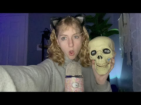 ASMR/ tapping on halloween decor!! BUNCH OF MOUTH SOUNDS