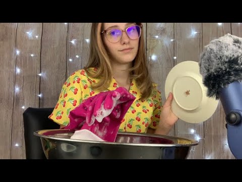 ASMR// Talking to your SO and Washing Dishes// Rubber Gloves+ Soft Spoken+ Tapping//