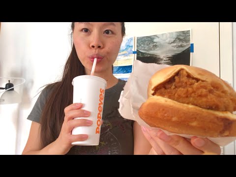 ASMR Comfort Food! POPEYES Spicy Chicken Sandwich + Cajun Fries 🍗🍟😋 (Eating Sounds)