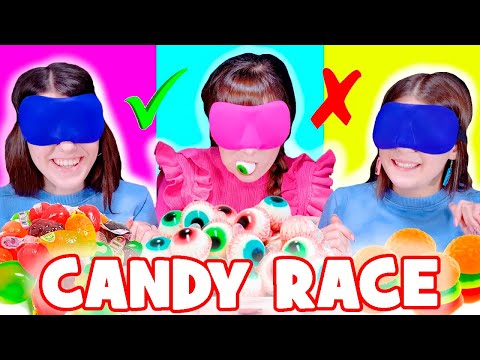 ASMR Candy Race With Closed Eyes | Nerds, Jelly, Candy Spray