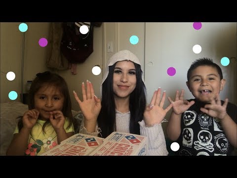 DOMINOS PIZZA MUKBANG with my nephew and neice 💛