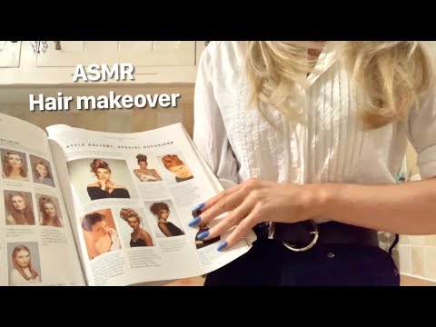 ASMR hair makeover - consultation, color change, cut, hair wash and style.