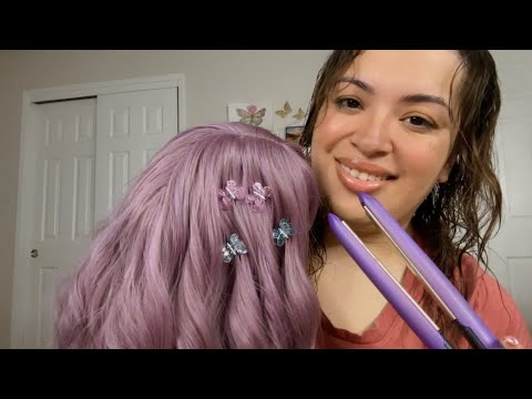 ASMR Part 2: Installing & Styling your wig for my Halloween party 🎃- personal attention