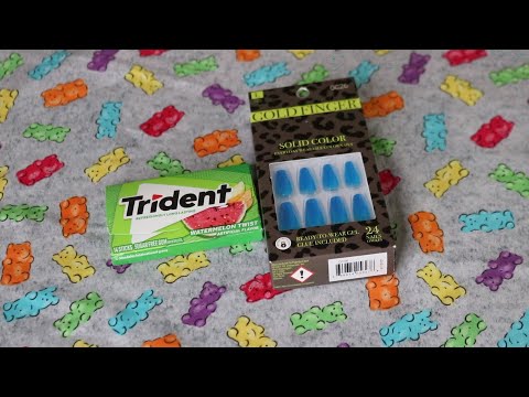 PEARLY BLUE GEL PRESS ON NAILS ASMR TRIDENT CHEWING GUM