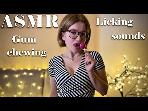ASMR lollipop eating sounds 🍭 Wet licking, intense mouth sounds, gum chewing 😋 No talking