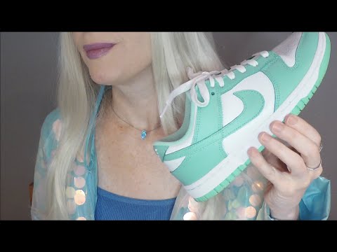 ASMR Gum Chewing Sneaker Shopping Role Play | Crinkle Coat