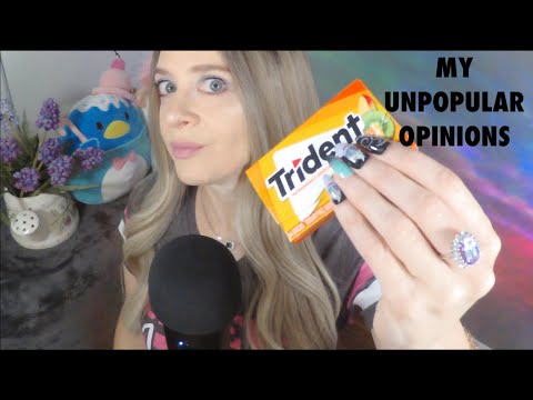 ASMR Gum Chewing | MY OWN UNPOPULAR OPINIONS | Whispered Chit Chat, Long Nail Tapping