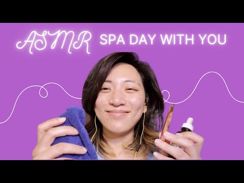 ASMR Spa Day with hand sounds, steaming, and whispers for pampering you