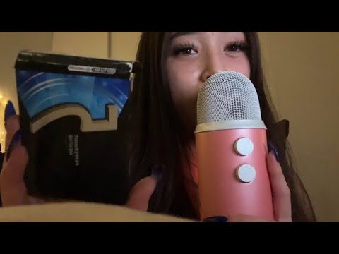 ASMR close whispers + tingly gum chewing