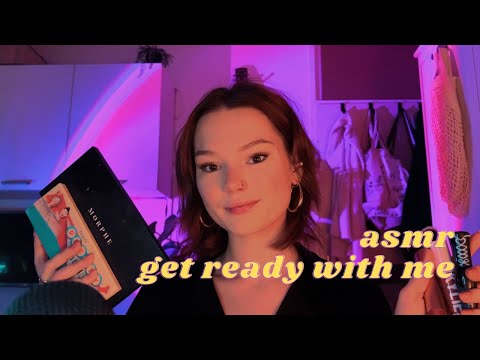 ASMR get ready with me! (whispered rambling, tapping, lid sounds, brushing)