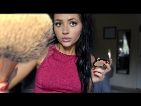 ASMR- FRIEND DOES YOUR MAKEUP- UP CLOSE WITH TRIGGER WORDS, FACE BRUSHING, ETC.