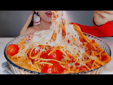 ASMR Cheesy Tomato Spaghetti bolognese | Mukbang (Eating Sounds)