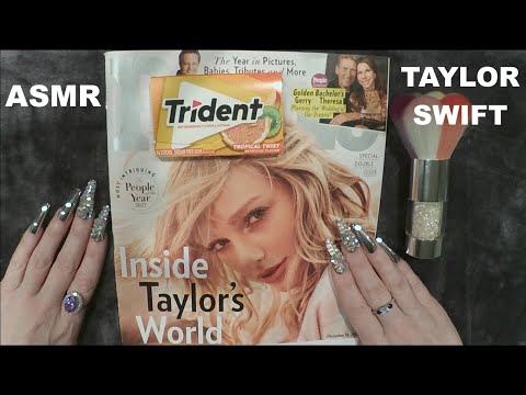 ASMR Gum Chewing Magazine Flip Through | Taylor Swift | Whispered Page Turning