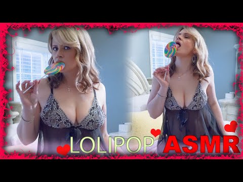 ASMR Anna Banana SUcking A Lolipop Mouth Sounds Wearing Lingerie