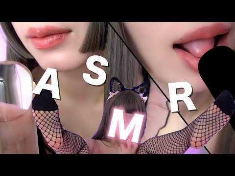 ASMR Cat maid play (Tap & Rich mouth sound from glass stick ) 息子とナイトルーティン
