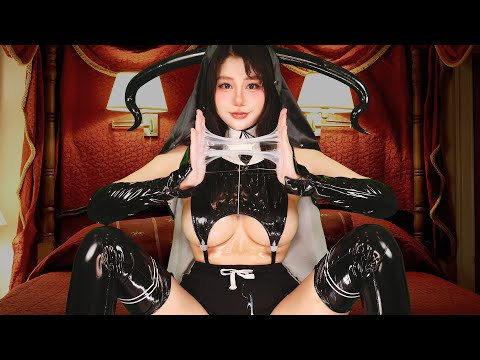 ASMR Hot Succubus Girl Playing Slime Lotion in Bed | Brain Melting and Deep Ear Massage
