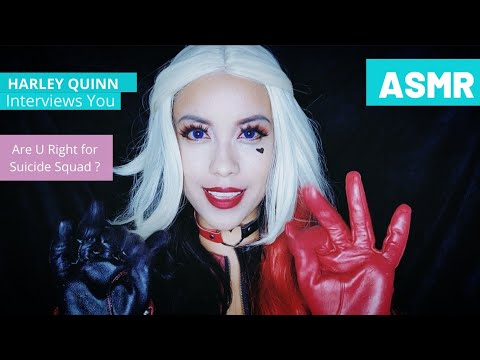 ASMR| ❤🖤Harley Quinn ❤🖤Arkham Asylum Interview Suicide Squad Leather Gloves & Jacket